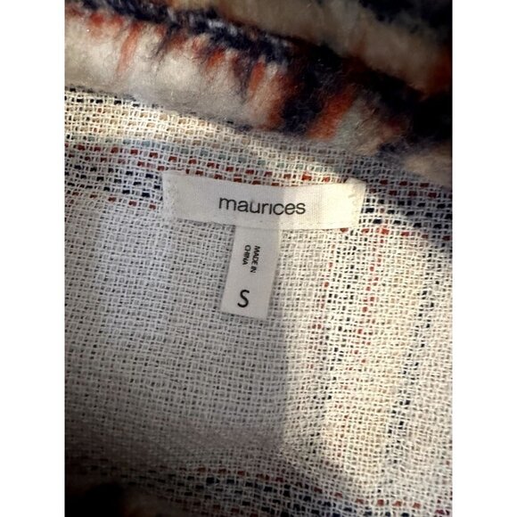 Maurices Plaid Toggle Longline Fuzzy Shacket Size Small - Picture 7 of 8